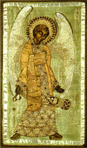 L' « Ange de l'Apocalypse ». Broderie de sainte Marie de Paris.