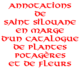 Annotations de saint Silouane en marge d'un catalogue