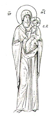 Dessin de Léonide Ouspensky pour une icône de la Mère de Dieu